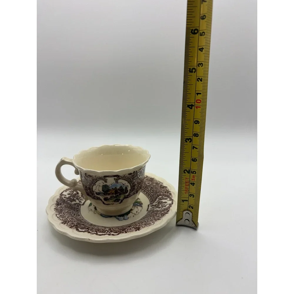 Vintage Vernon Kiln 1860 demitasse cup&saucer. Cabin Scene made 1940